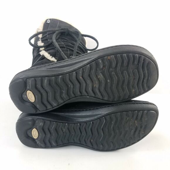 UGG Catalina Laced Black Nubuck Leather Sheepskin Boots Faux Fur Lined Size 6 - Picture 6 of 7